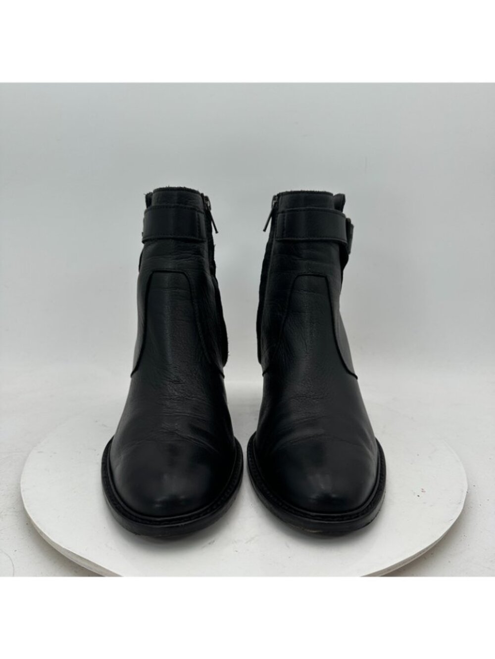Helmut Lang Women Size EU 37.5 US 7.5 Black Leather Side Zip Block Heel Boot - Picture 2 of 12